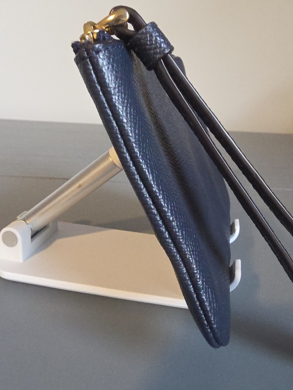 COACH NEW YORK Navy Blue Corner Zip Wristlet - Picture 6 of 9